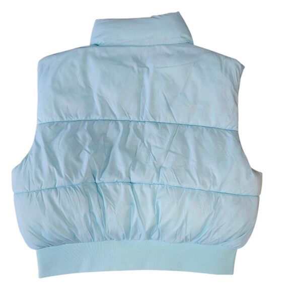 New Victorias Secret PINK Cropped Puffer Vest Light Blue Size M - Picture 3 of 8